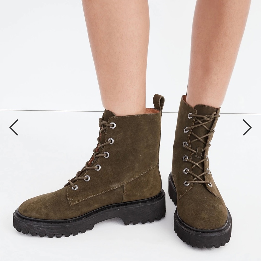 Madewell Rayna Lace-Up Lugsole Boot in Suede